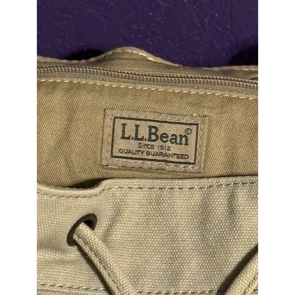 Vintage LL Bean Boat & Tote Backpack Bag Lobster Leather Canvas Hunt Fish Rare